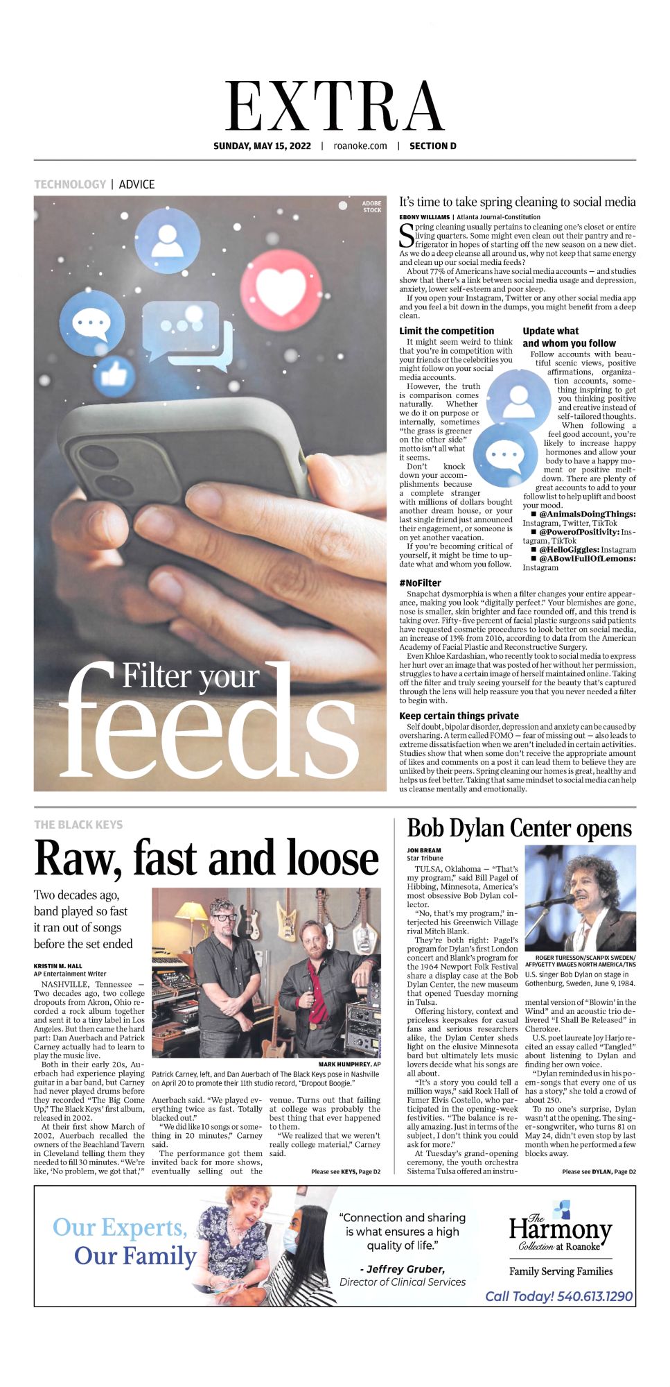 roanoke times Bob Dylan front cover