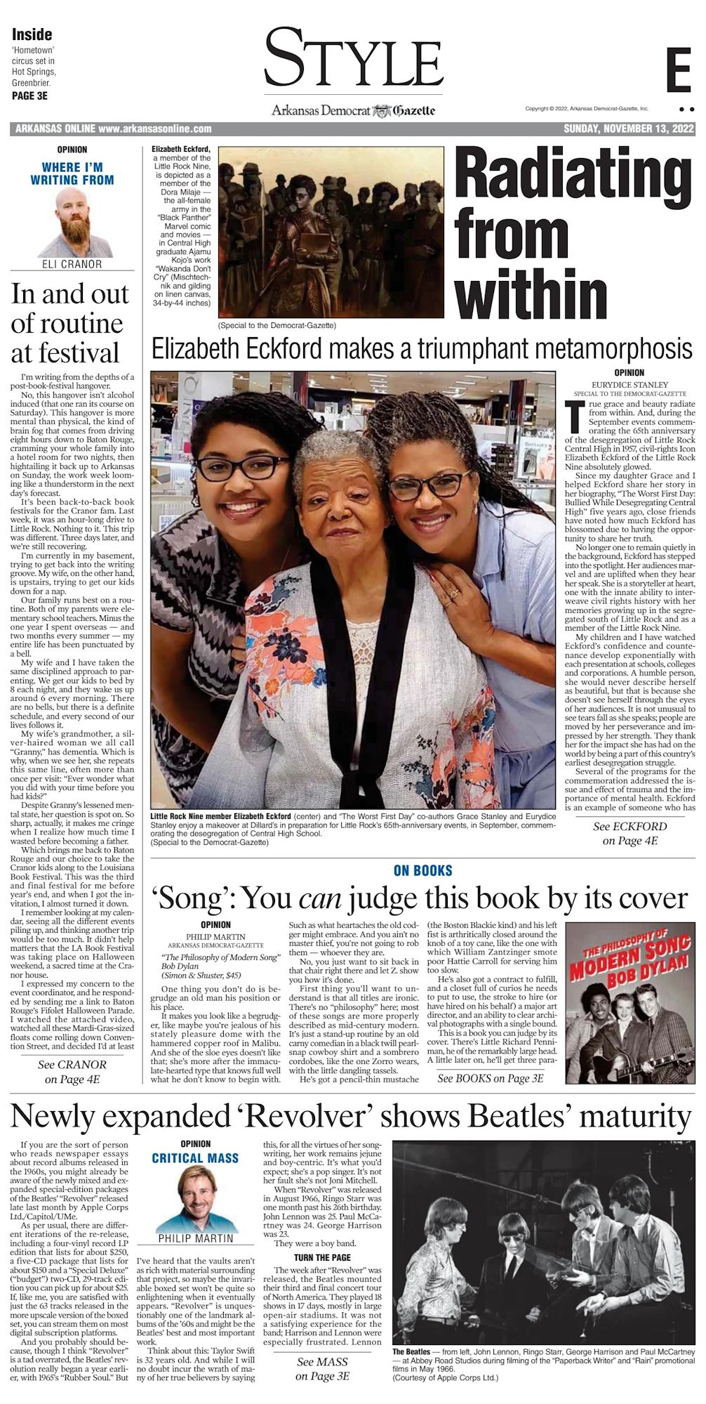 Arkansas Democrat-Gazette Bob Dylan front cover