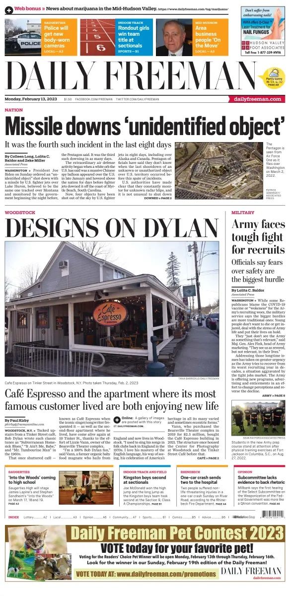 daily freeman Bob Dylan front cover