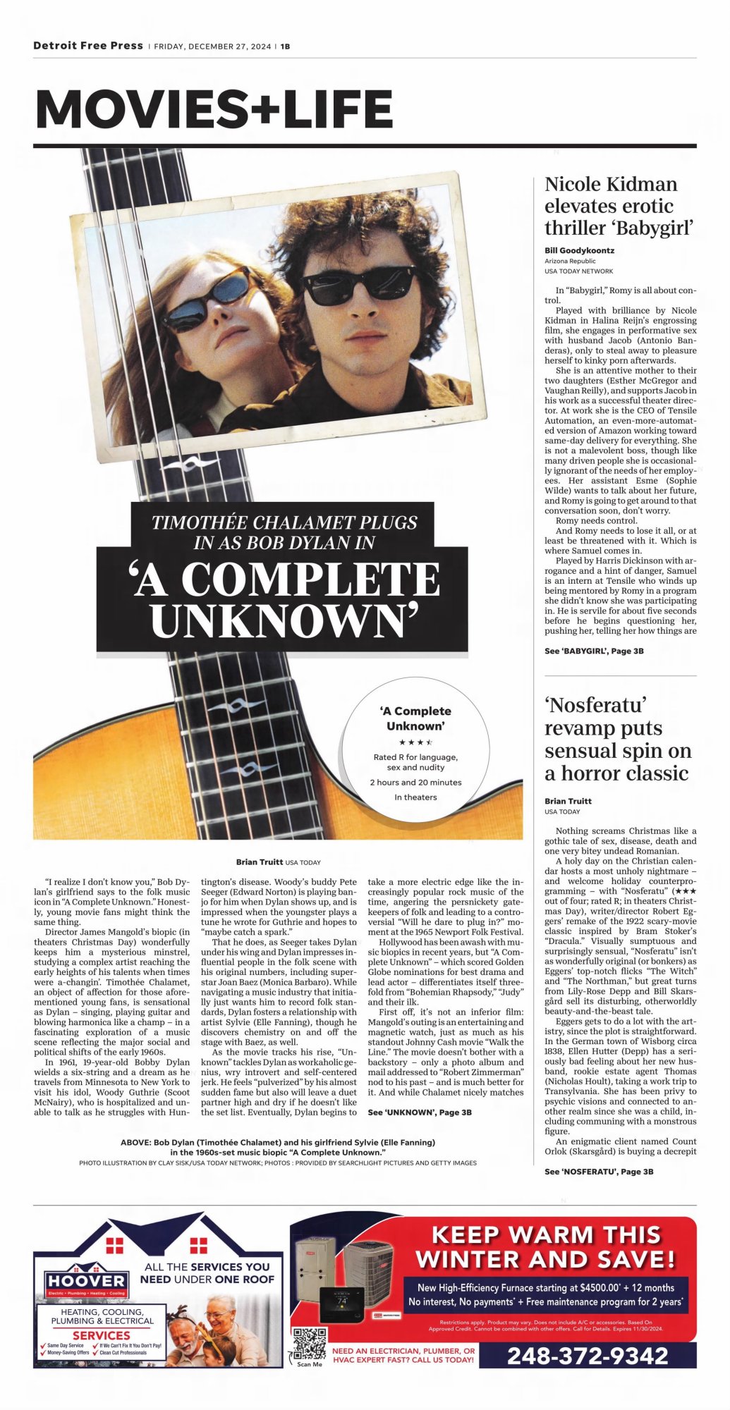 the detroit free press Bob Dylan front cover