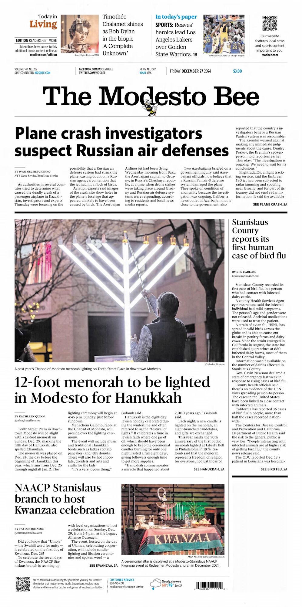 modesto bee tv  Bob Dylan front cover