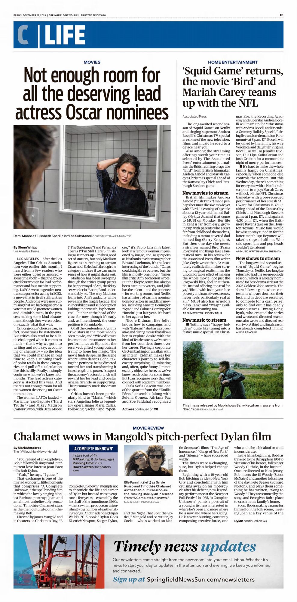 sprigfield news-sun Bob Dylan front cover