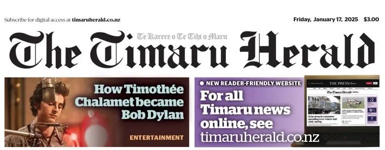 The Timaru Herald Bob Dylan front cover