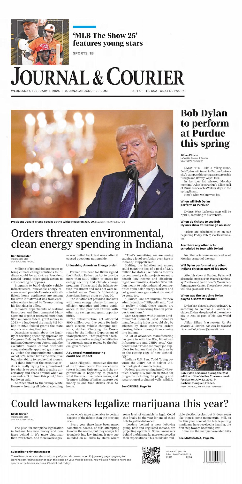 journal and courrier Bob Dylan front cover