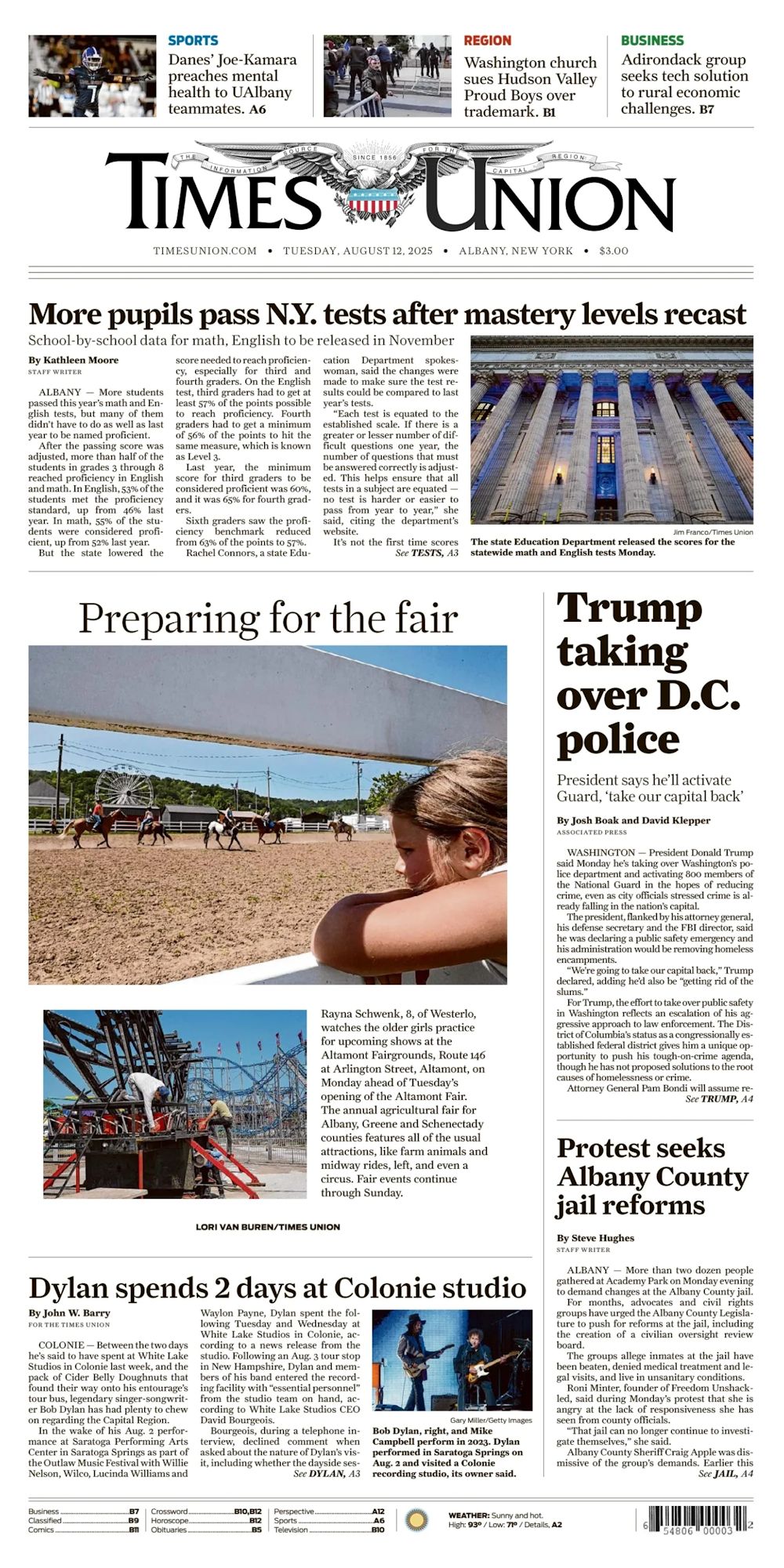 The Times Union Albany Bob Dylan Front Cover