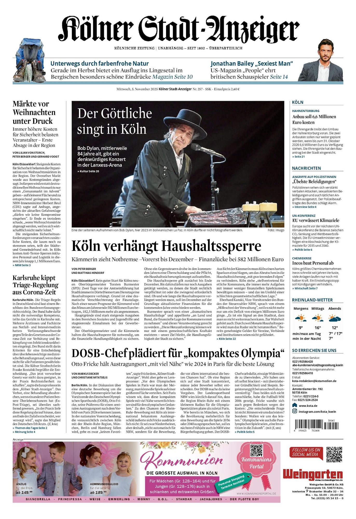 kolner-stadt-anzeiger Bob Dylan front cover