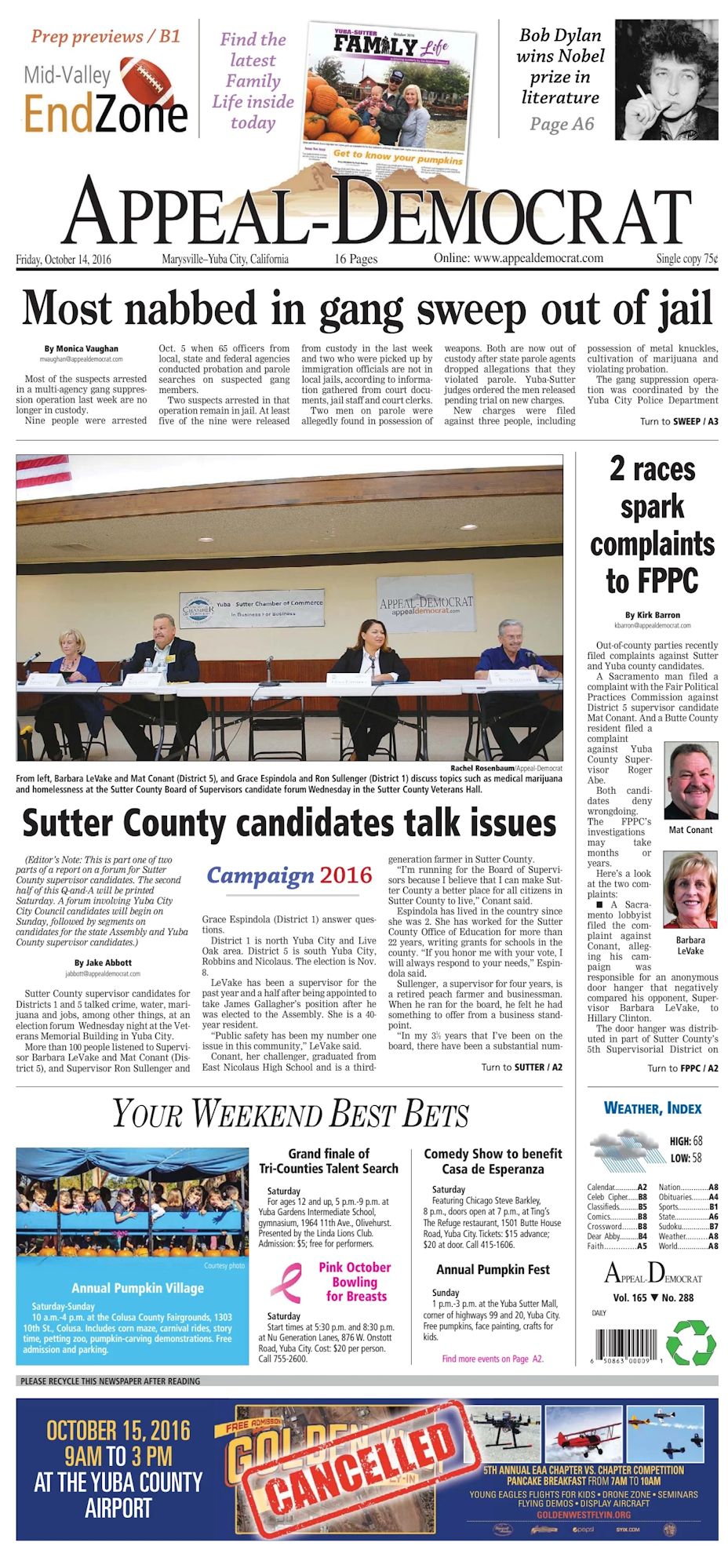 appeal democrat Bob Dylan front cover