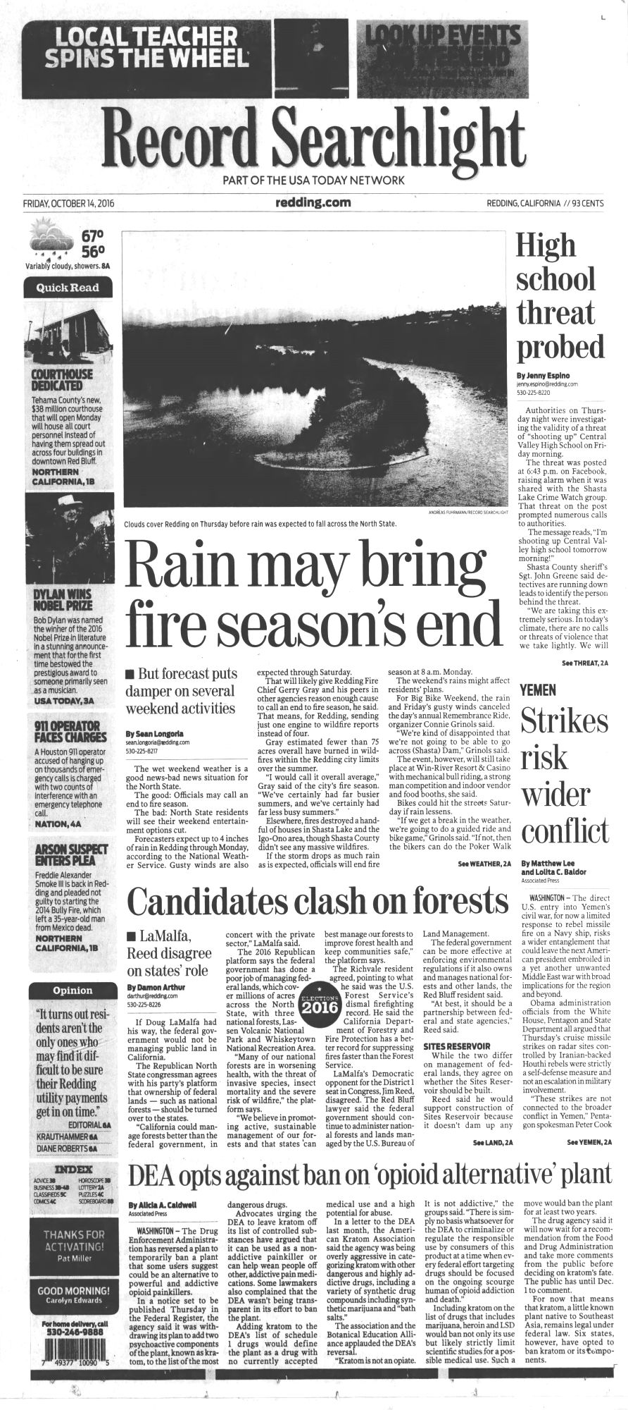 pasadena star-news magazine Bob Dylan front cover