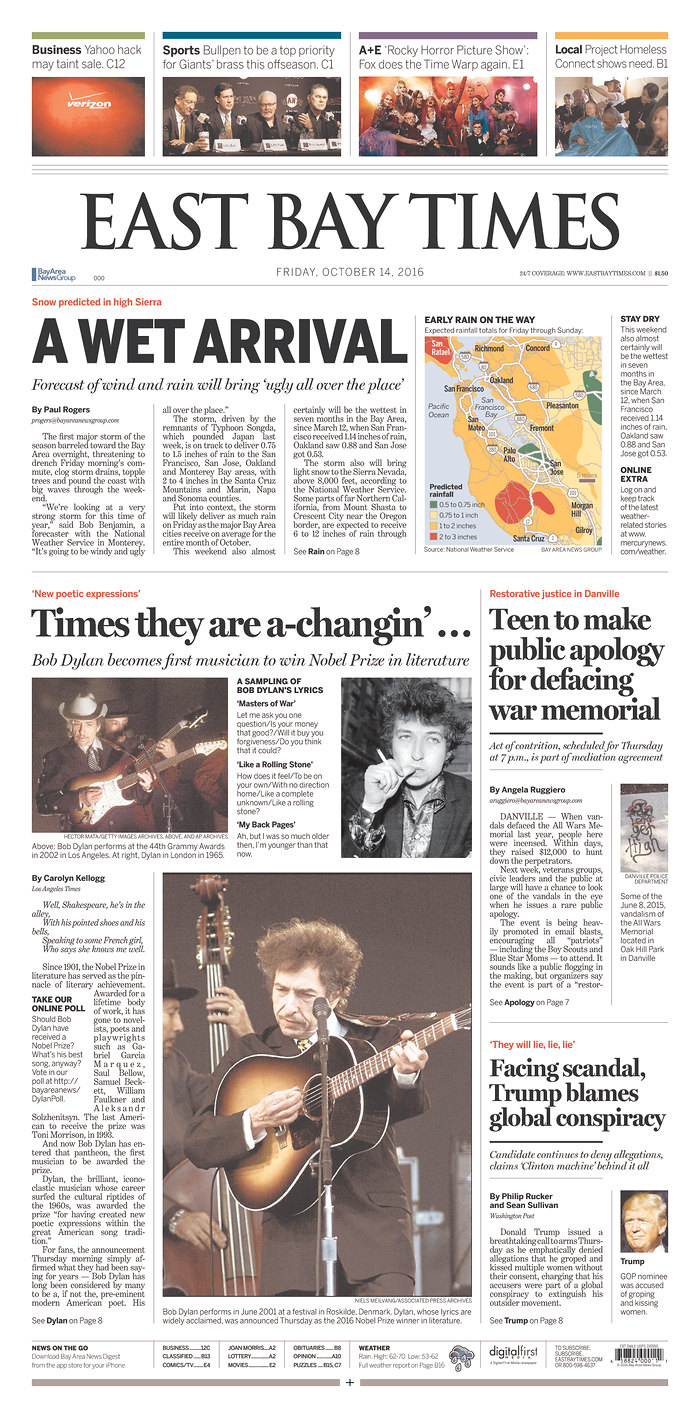 east bay time magazine Bob Dylan front cover