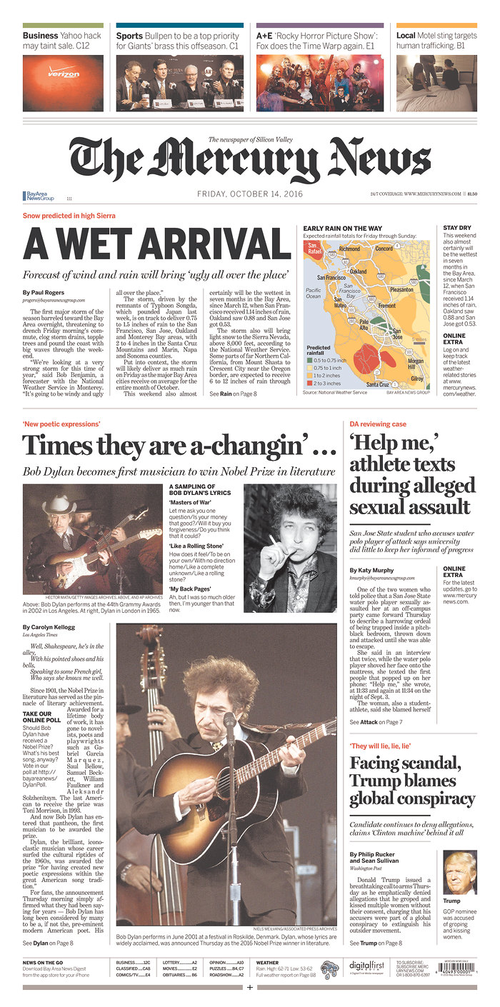 the mercury news magazine Bob Dylan front cover