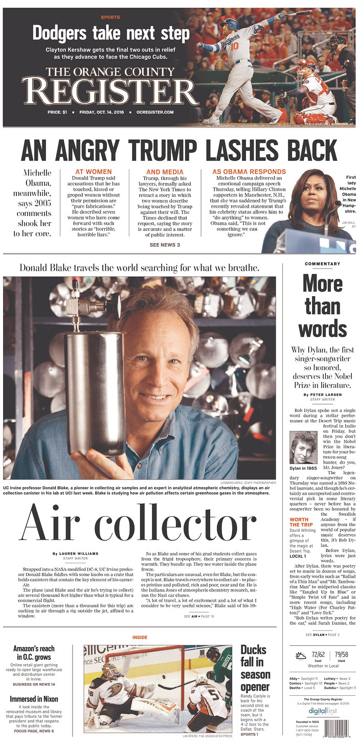 the orange county register magazine Bob Dylan front cover
