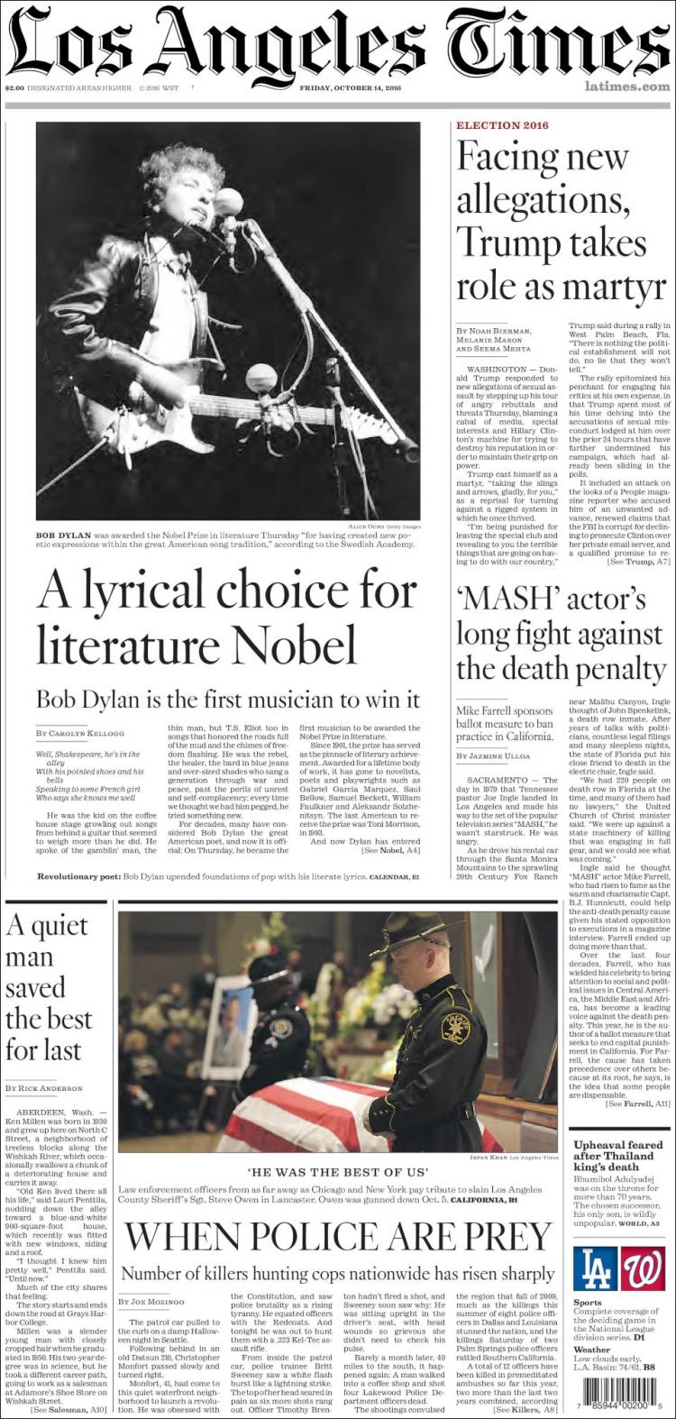 los angeles times magazine Bob Dylan front cover