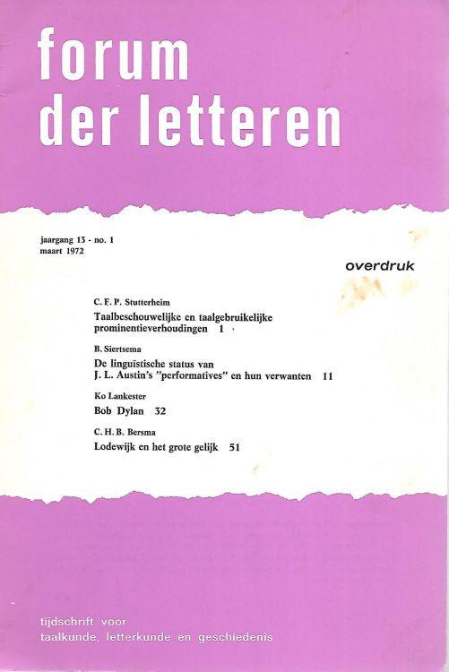 forum der letteren magazine Bob Dylan front cover