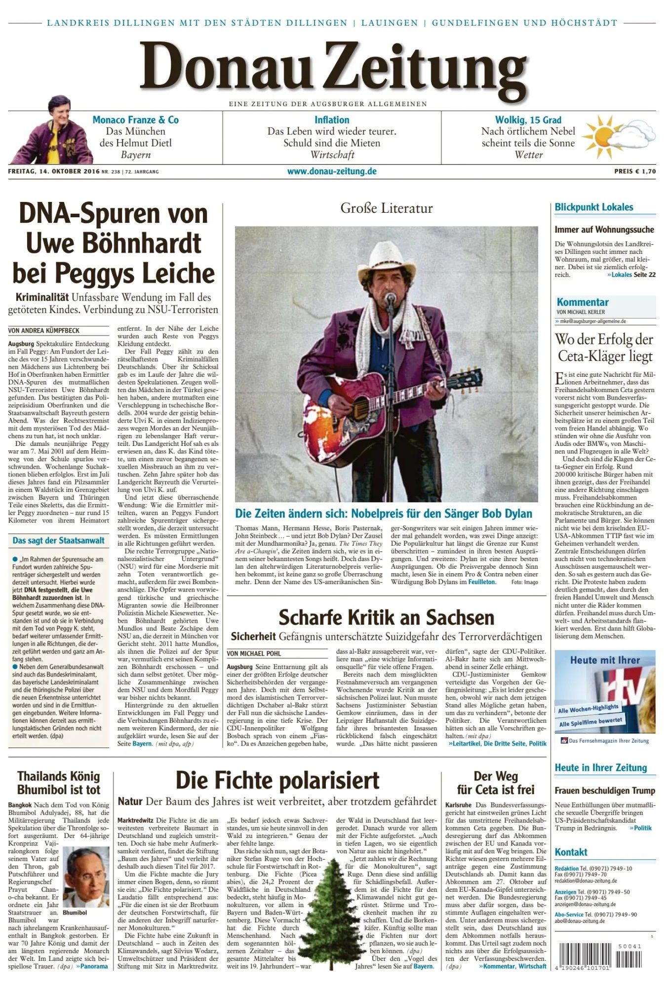 bietigheimer-zeitung Bob Dylan front cover