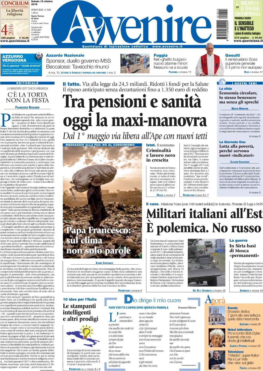 italian newspaper nobel Bob Dylan front cover