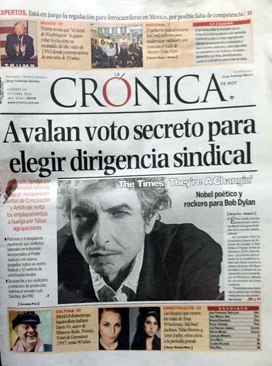 la crónica magazine Bob Dylan front cover
