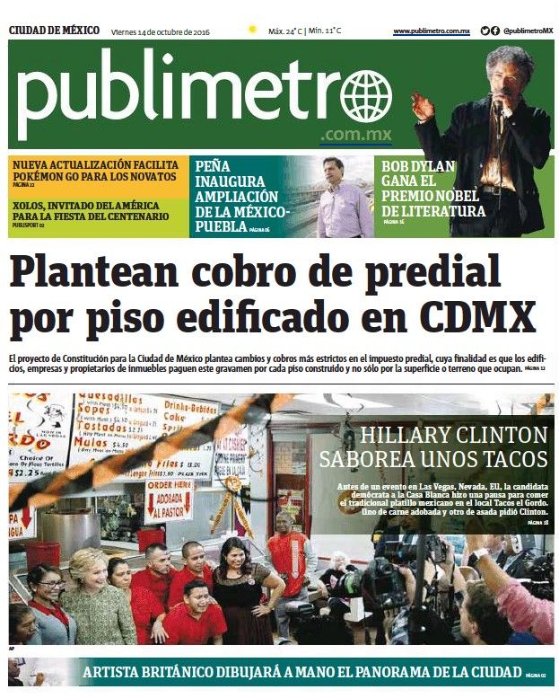 publimetro mexico magazine Bob Dylan front cover