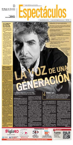 el siglo de torreon mexico magazine Bob Dylan front cover
