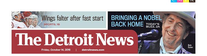 the detroit news magazine Bob Dylan front cover