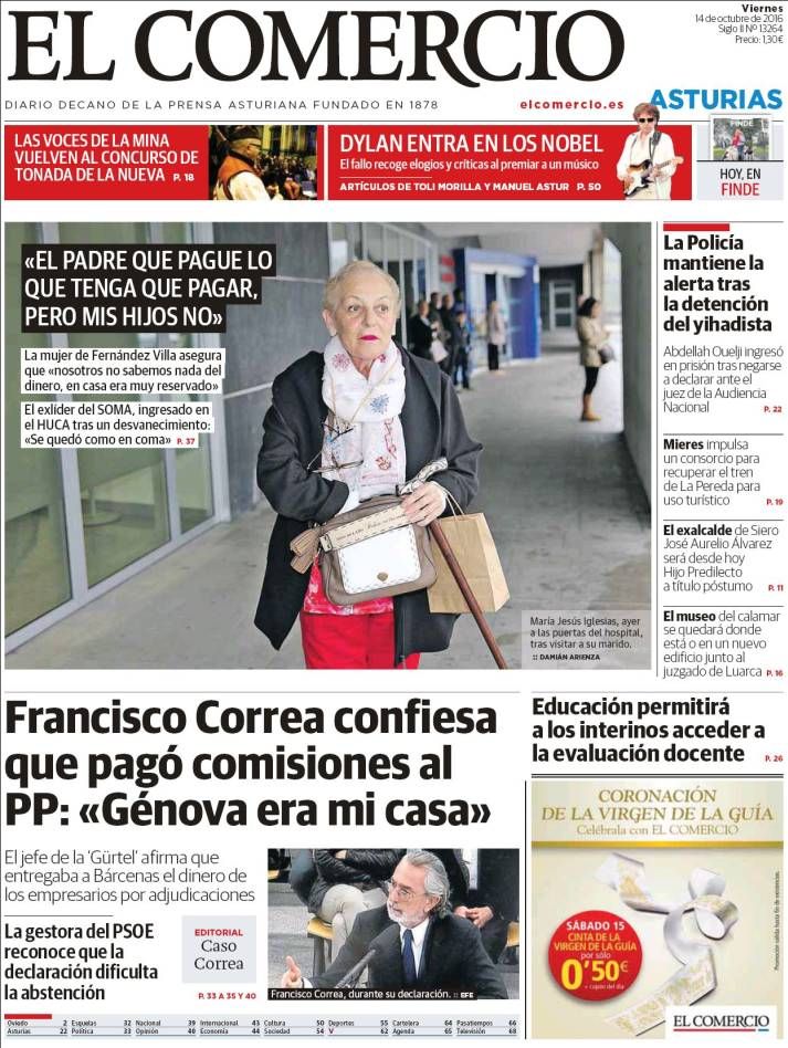 el comercio asturias Bob Dylan front cover