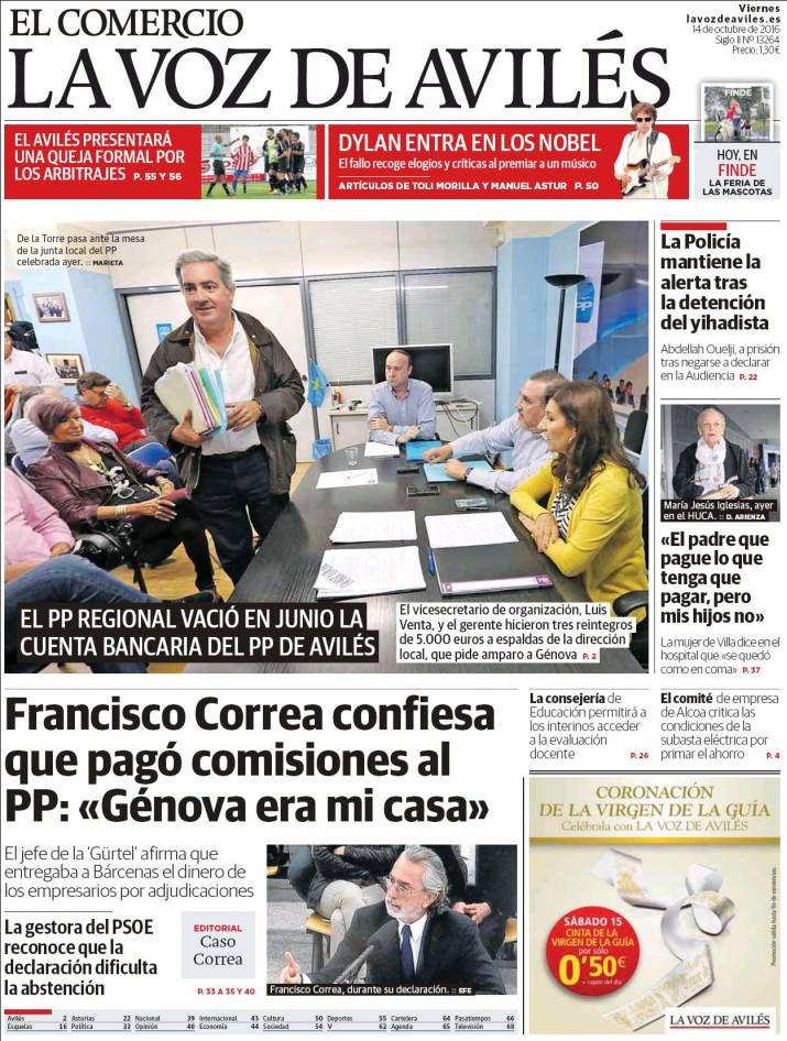 el comercio aviles Bob Dylan front cover