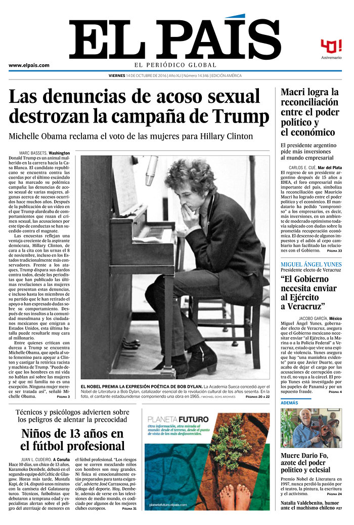 elpais magazine Bob Dylan front cover