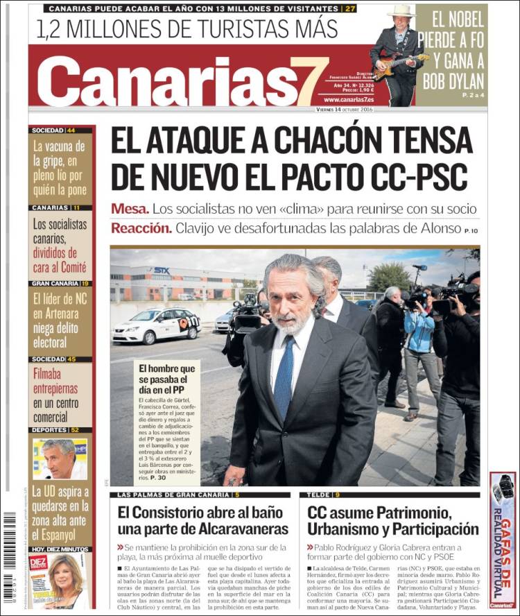 canarias 7 magazine Bob Dylan front cover