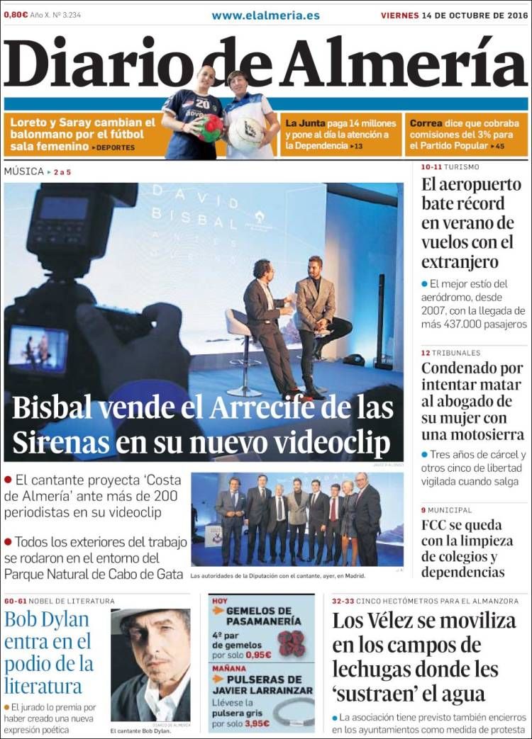 diario de almeria magazine Bob Dylan front cover