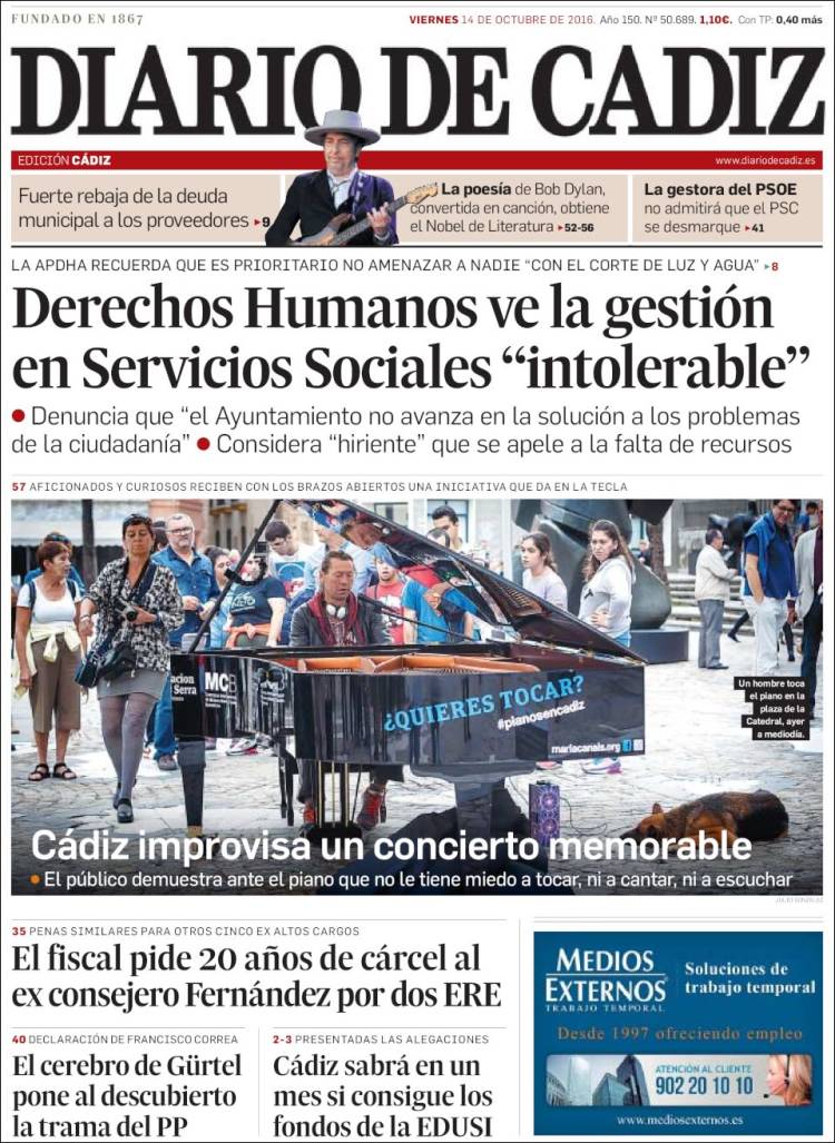diario de cadiz magazine Bob Dylan front cover