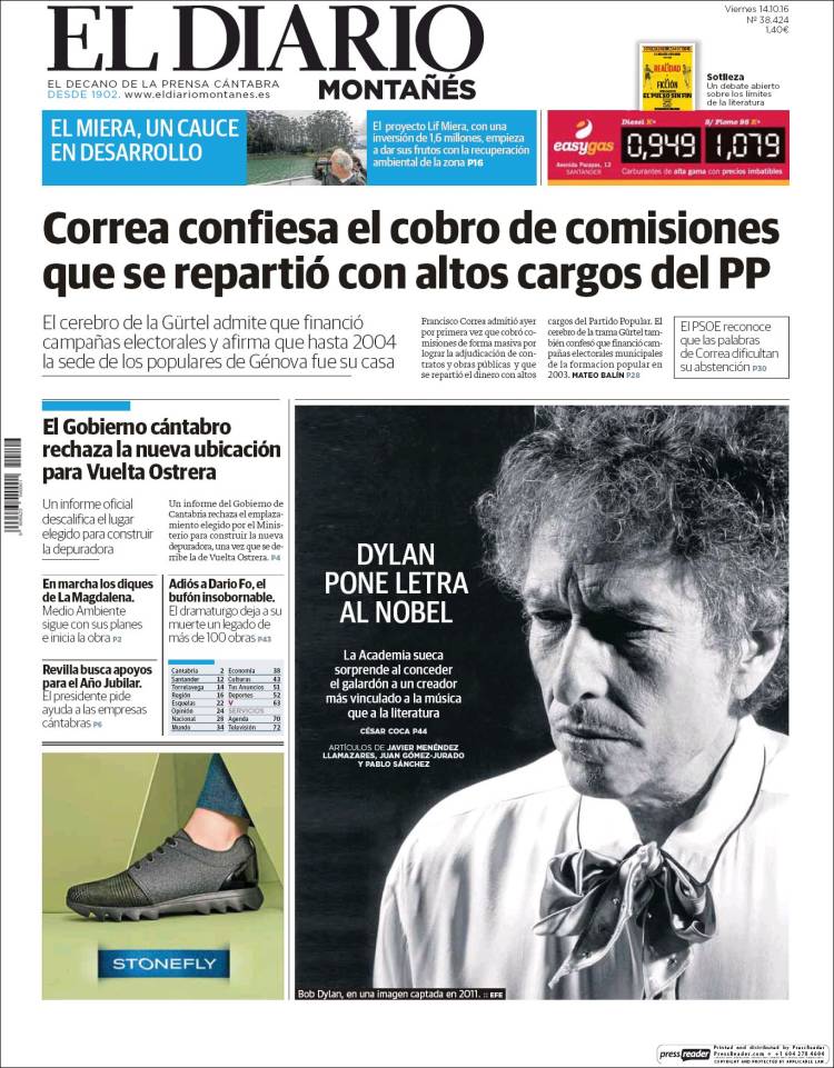 eldiario montanes magazine Bob Dylan front cover