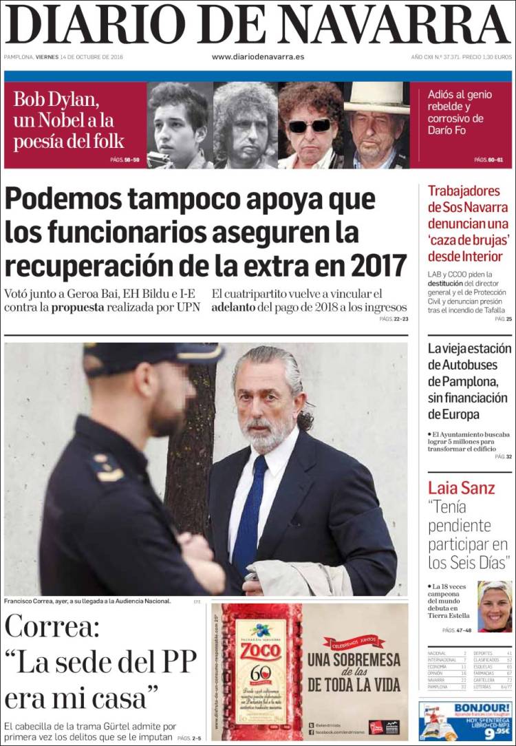 diario de navarra magazine Bob Dylan front cover