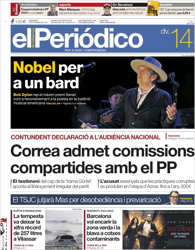 el periodiceo de catalunya catalan magazine Bob Dylan front cover
