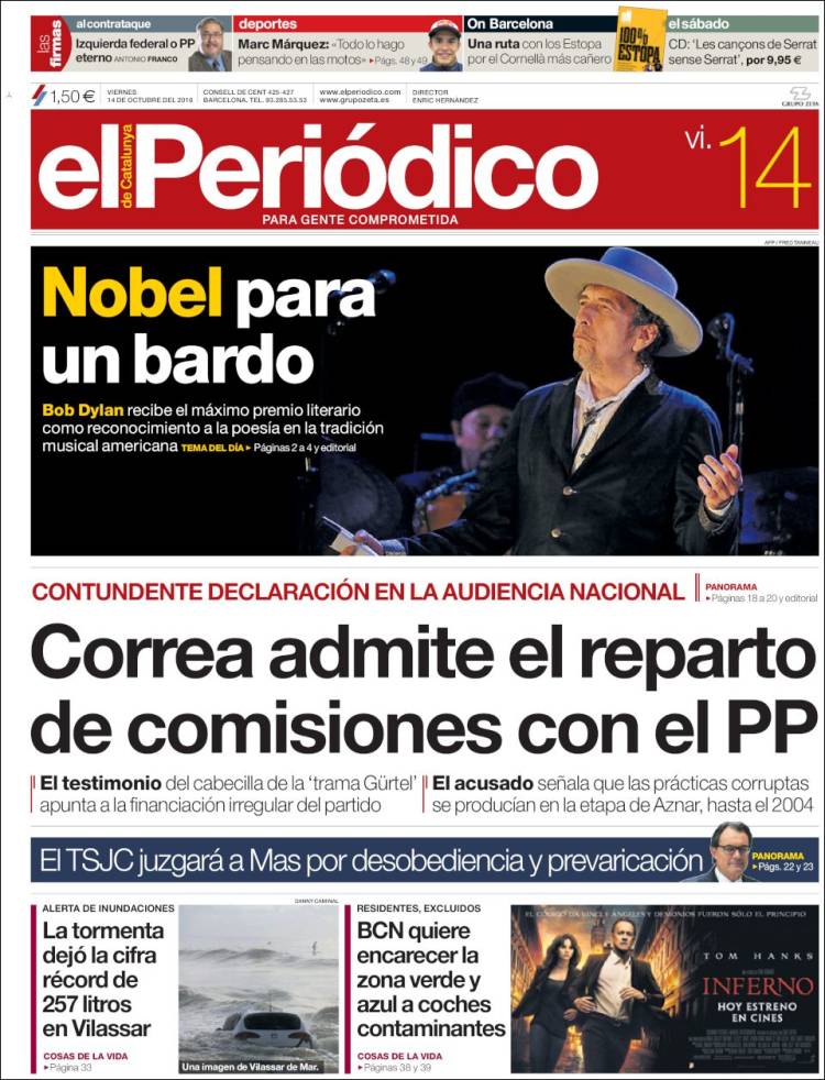 el periodiceo de catalunya spanish magazine Bob Dylan front cover