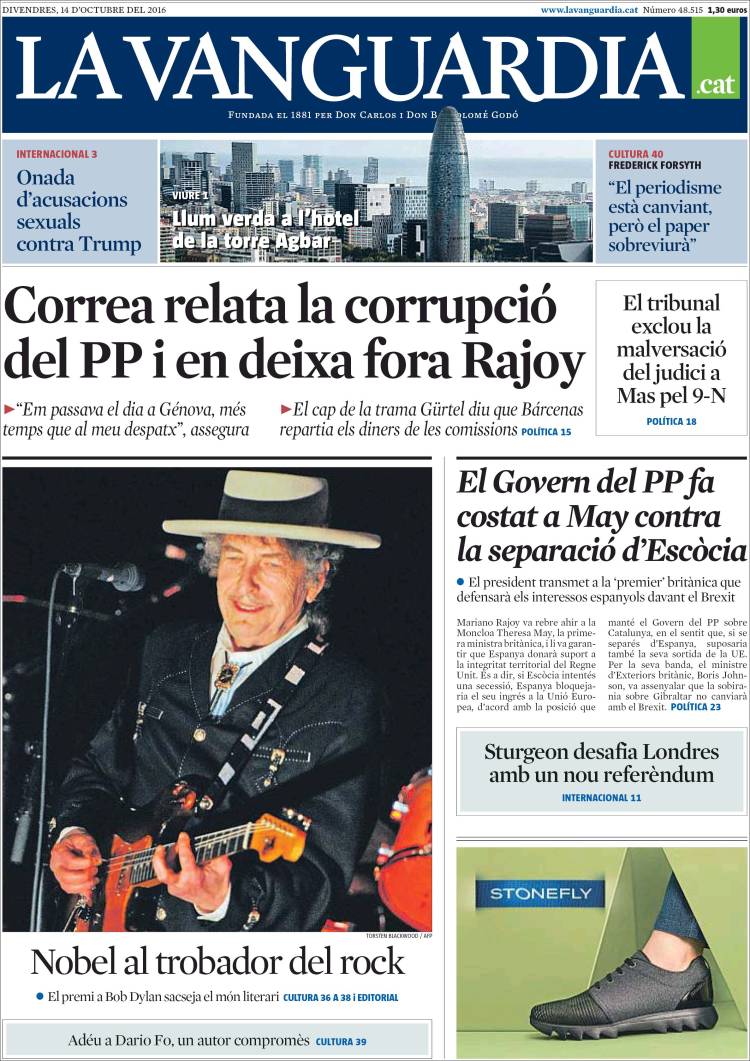 la vanguardia spain magazine Bob Dylan front cover