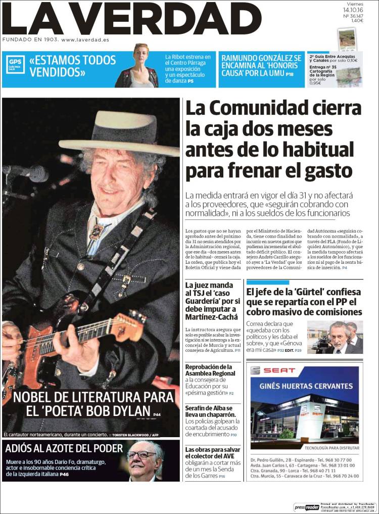 la verdad spain magazine Bob Dylan front cover