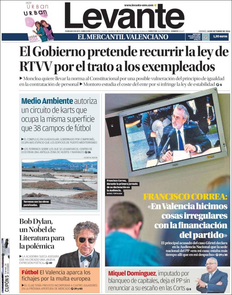 levante valencia magazine Bob Dylan front cover