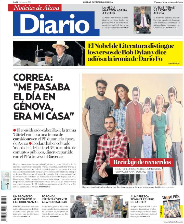 el diario de alava magazine Bob Dylan front cover