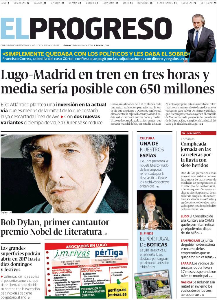 el progreso galicia magazine Bob Dylan front cover