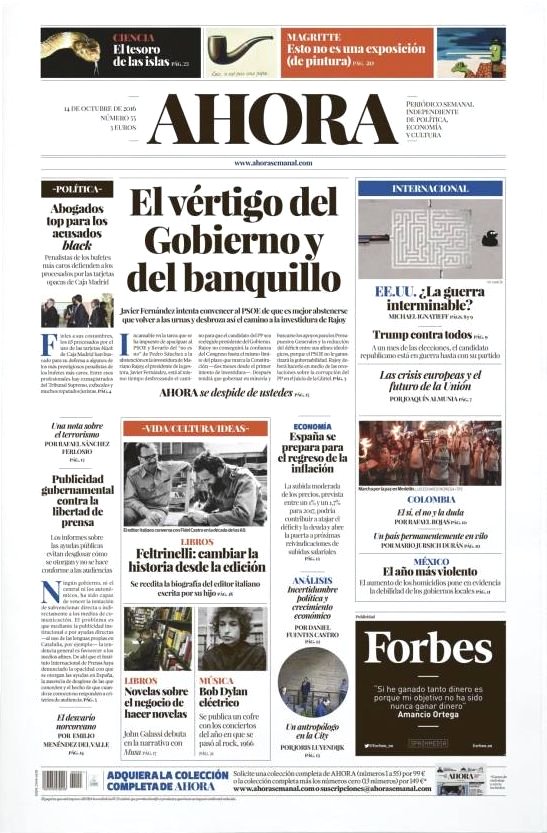 ahora magazine Bob Dylan front cover
