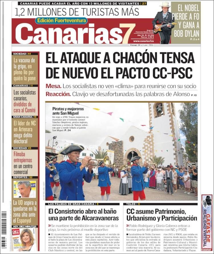 canarias 7 magazine Bob Dylan front cover