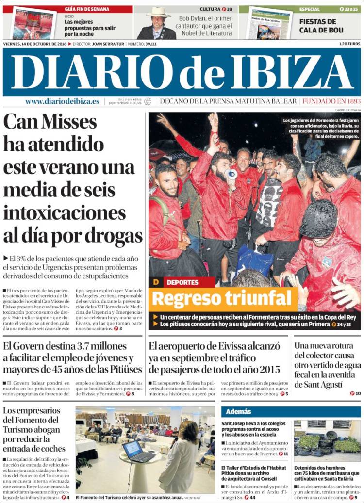 diario de ibiza magazine Bob Dylan front cover