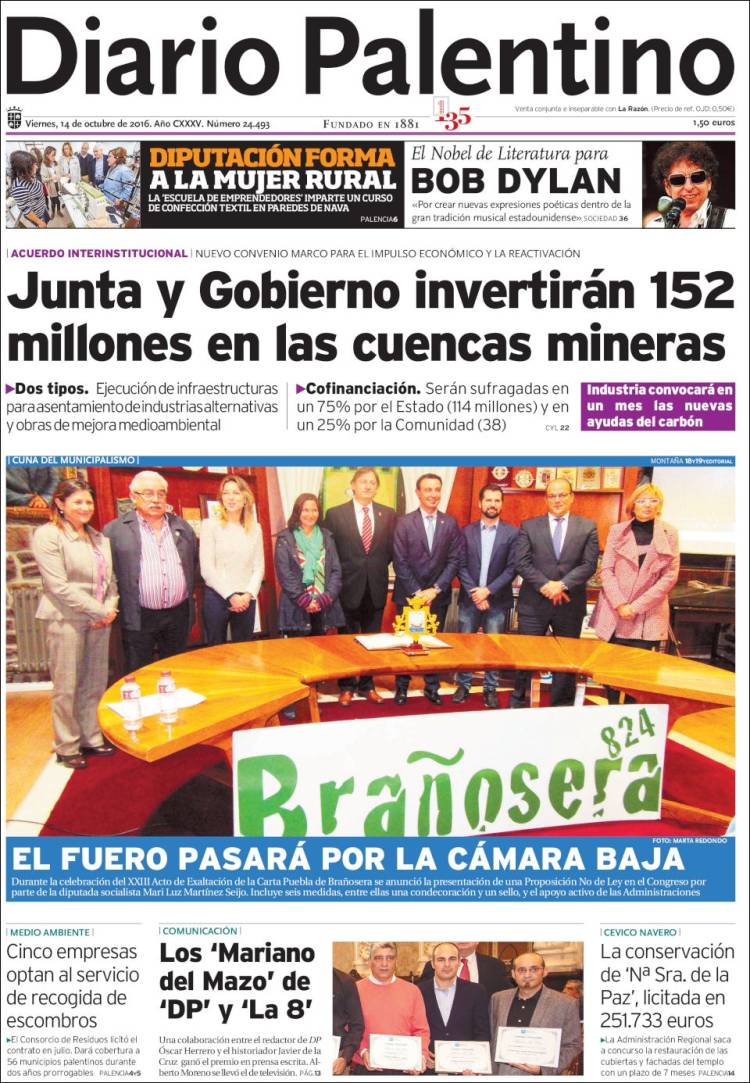 diario de palentino magazine Bob Dylan front cover