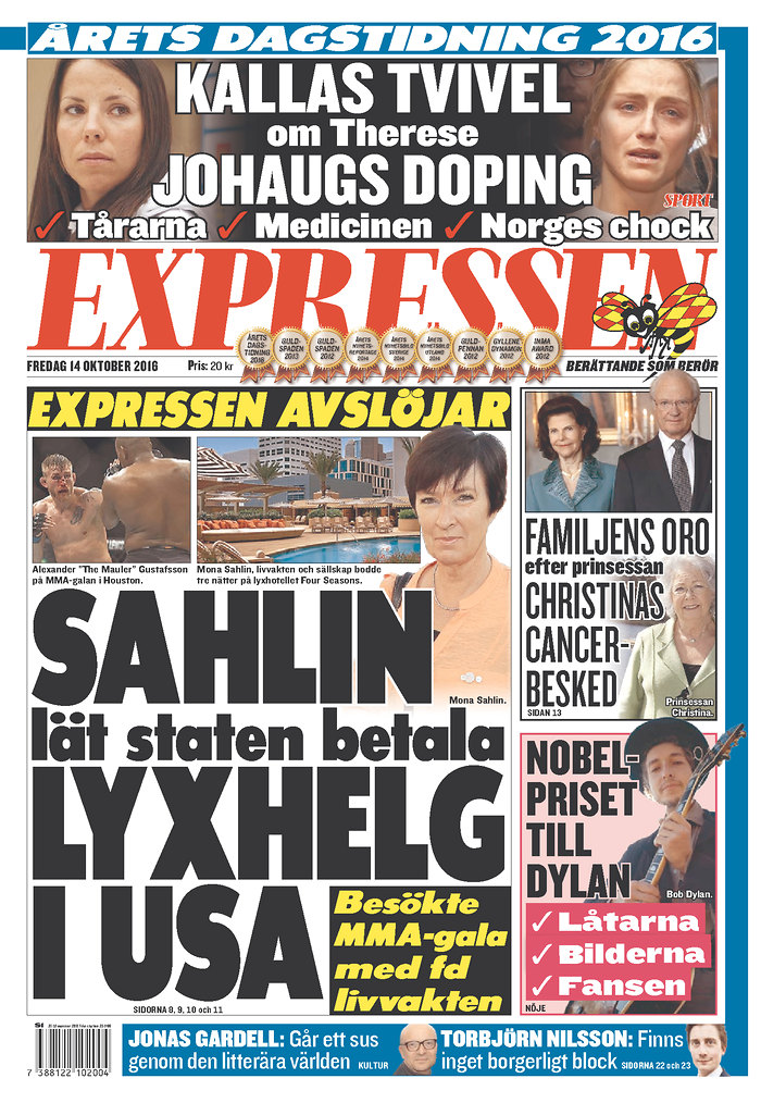 expressen magazine Bob Dylan front cover