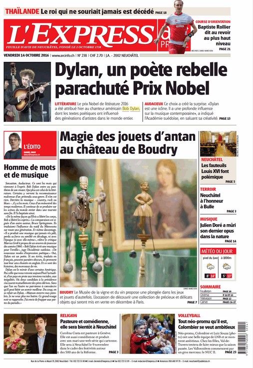 l'express Bob Dylan front cover