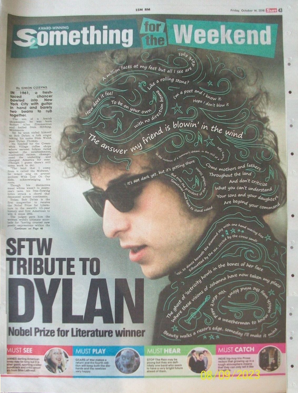 something for the week end Bob Dylan front cover