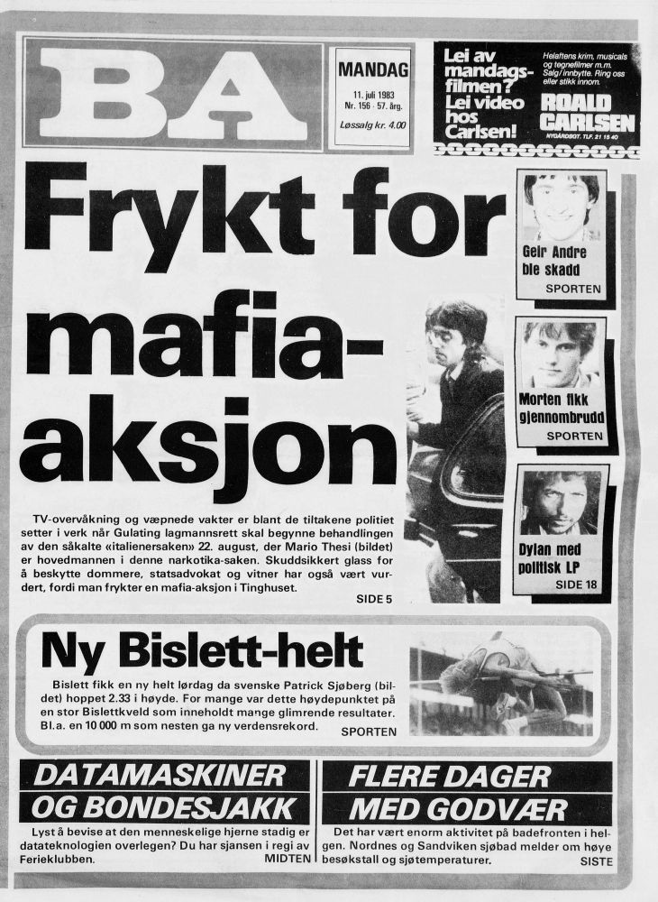 bergens-arbeiderblad-11 july 1983norway magazine Bob Dylan front cover