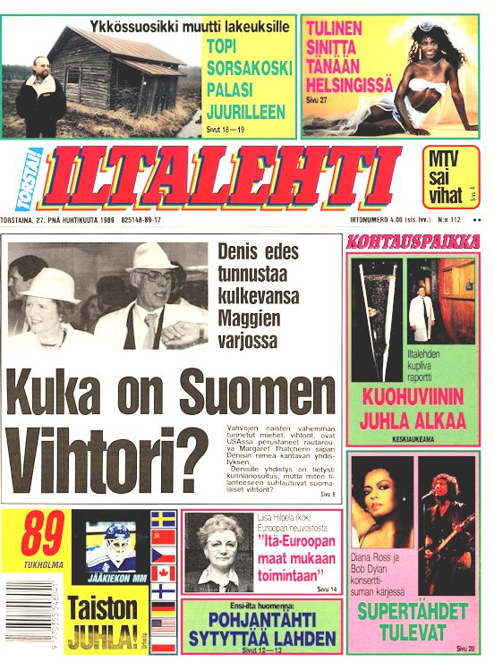 ILtalehti 1989 magazine Bob Dylan front cover