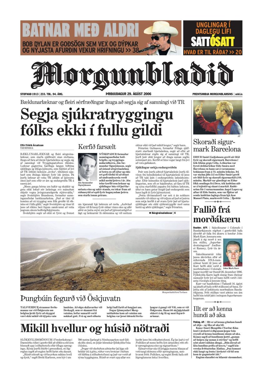 morgunblaðið iceland magazine Bob Dylan front cover