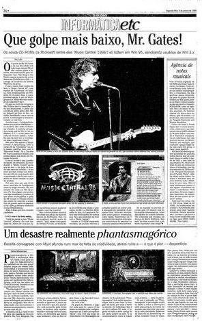 o globo 8 Jan 1996 supplement Bob Dylan front cover
