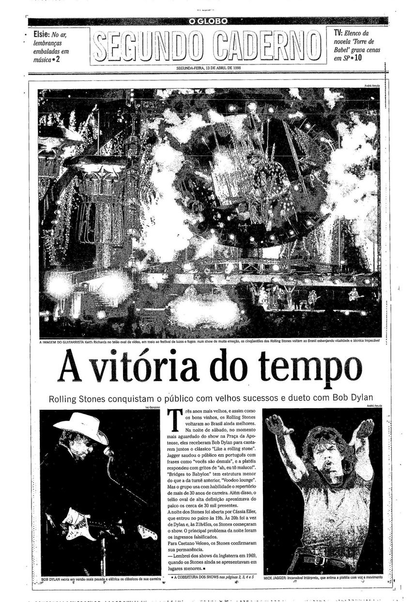 o globo 13 april 1998 supplement Bob Dylan front cover